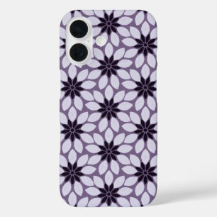 Blockdruckgebundene Blume lila iPhone 16 Hülle