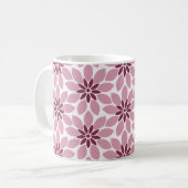 Blockdruckgebundene Blume rosa Kaffeetasse (Vorderseite Links)