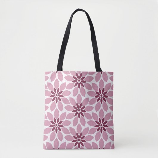 Blockdruckgebundene Blume rosa Tasche (Vorderseite)