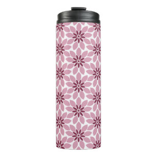Blockdruckgebundene Blume rosa Thermosbecher
