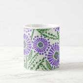 Blockdrucklevene, grün und weiß, floralfarben kaffeetasse (Mittel)