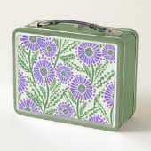 Blockdrucklevene, grün und weiß, floralfarben metall brotdose (Rückseite)