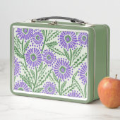 Blockdrucklevene, grün und weiß, floralfarben metall brotdose (Beispiel)