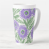 Blockdrucklevene, grün und weiß, floralfarben milchtasse (Rechte Ecke)