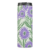 Blockdrucklevene, grün und weiß, floralfarben thermosbecher (Rückseite)
