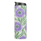 Blockdrucklevene, grün und weiß, floralfarben thermosbecher (Nach rechts gedreht)