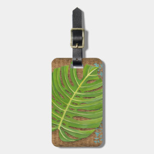 Blockdruckpalme auf Wicker-Hintergrund Gepäckanhänger