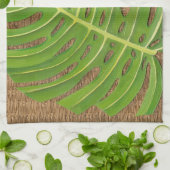 Blockdruckpalme auf Wicker-Hintergrund Küchentuch (Gefaltet)