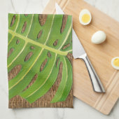 Blockdruckpalme auf Wicker-Hintergrund Küchentuch (Viertel Falte)