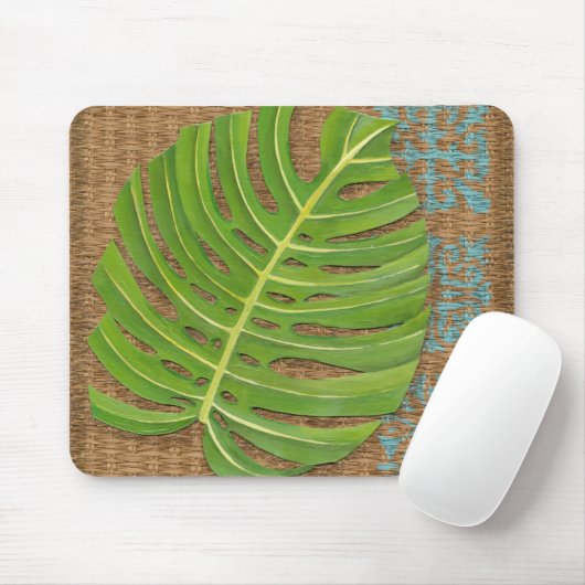 Blockdruckpalme auf Wicker-Hintergrund Mousepad (Mit Mouse)