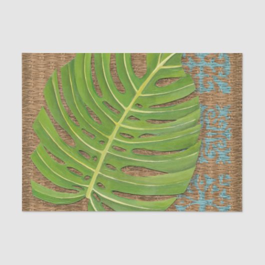 Blockdruckpalme auf Wicker-Hintergrund Seidenpapier (Vorderseite)