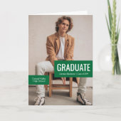 Blöcke eines grünen Drei-Foto-Abschlusses Einladung (Vorderseite)