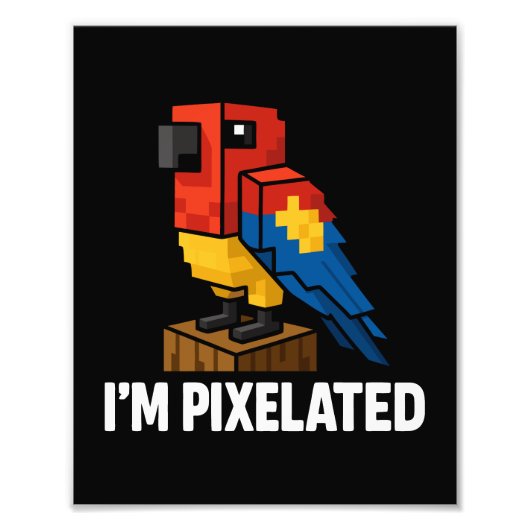 Blocker Jungle Parrot Pixel Parrot Pixel Art Fotodruck (Vorne)