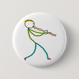 Blockflötenspielender Stickman Button