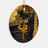 Blockhaus im Herbst Keramik Ornament (Rechts)