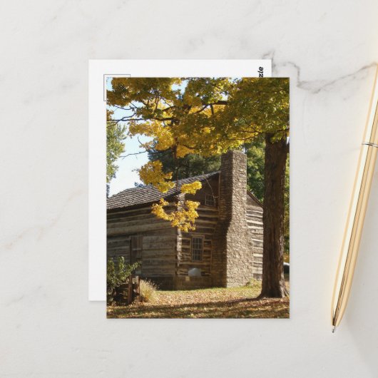 Blockhaus in Washington, Iowa im Herbst Postkarte (Vorderseite/Rückseite Beispiel)