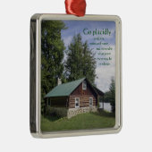 Blockhaus mit Poesie Silbernes Ornament (Rechts)