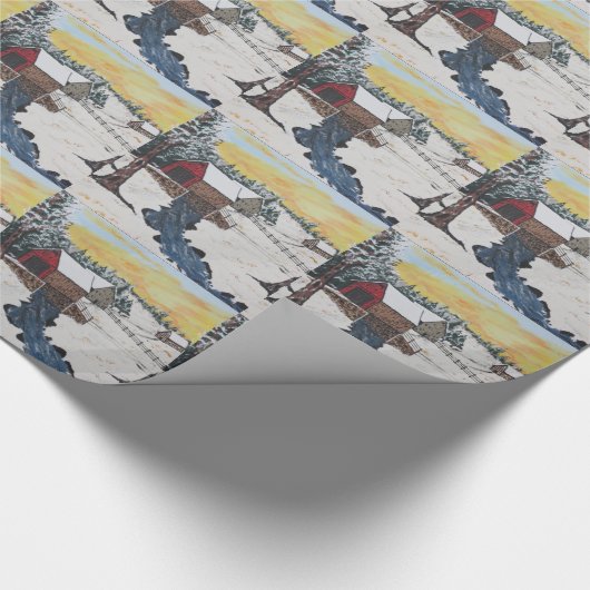 Blockhaus-überdachte Brücke Geschenkpapier (Ecke)