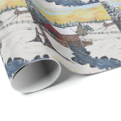 Blockhaus-überdachte Brücke Geschenkpapier (Rolleneckpunkt)