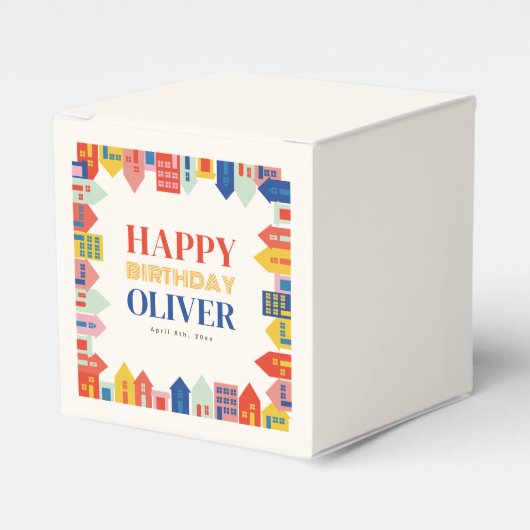 Blockhäuser - neutrale Geburtstagspartei Geschenkschachtel (Vorderseite)