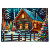 Blockhütte am Heiligabend Große Geschenktüte (Vorderseite)