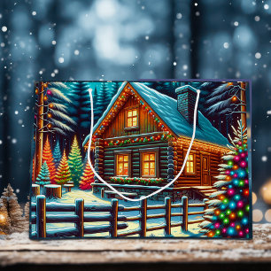 Blockhütte am Heiligabend Große Geschenktüte
