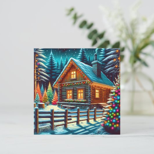 Blockhütte am Heiligabend Personalisiert (Stehend Vorderseite)