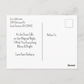 Blockhütte am Heiligabend Personalisiert Postkarte (Rückseite)