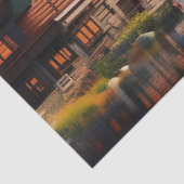 Blockhütte am See Seidenpapier (Detail)