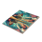 Blockhütte am Strand Art Ai Art Fliese (Seite)