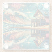 Blockhütte am Strand Art Ai Art Glasuntersetzer (Rückseite)