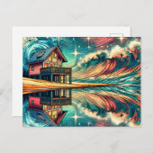 Blockhütte am Strand Art Ai Art Postkarte (Vorne/Hinten)