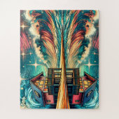 Blockhütte am Strand Art Ai Art Puzzle (Vertikal)