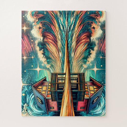 Blockhütte am Strand Art Ai Art Puzzle (Vertikal)