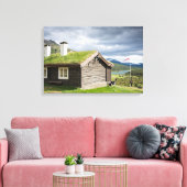 Blockhütte auf dem Sod-Dach in der Leinwand Norweg (Insitu (Wohnzimmer))