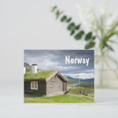 Blockhütte auf dem Sod-Dach in Norwegen - Postkart Postkarte (Stehend Vorderseite)