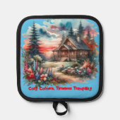 Blockhütte gemütliche Ecken, zeitlose Ruhe | Topflappen (Vorderseite)