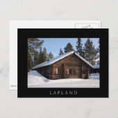 Blockhütte im Schnee, Postkarte für Lappland (Vorne/Hinten)