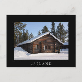 Blockhütte im Schnee, Postkarte für Lappland