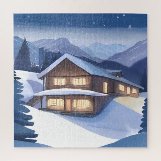 Blockhütte in den Bergen Puzzle (Vertikal)
