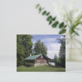 Blockhütte in den Kiefern Postkarte (Stehend Vorderseite)