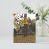 Blockhütte in Washington, Iowa im Herbst mit Baum Postkarte (Stehend Vorderseite)