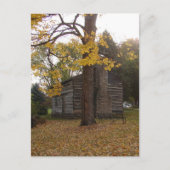 Blockhütte in Washington, Iowa im Herbst mit Baum Postkarte (Vorderseite)