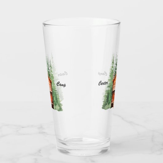 Blockhütte mit Evergreen Trees Glas (Rechts)