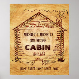 Blockhütte Personalisierte Imitate Holz Poster