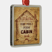 Blockhütte Personalisierte Imitate Holz Silbernes Ornament (Rechts)