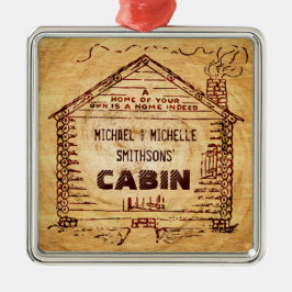 Blockhütte Personalisierte Imitate Holz Silbernes Ornament