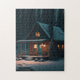 BLOCKHÜTTE SCHNEE WINTER PuzzLE