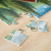 Blockhütte, Stream und Blume im Wald Puzzle (Seite)