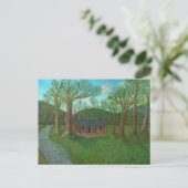 Blockhütte und Bäume Postkarte (Stehend Vorderseite)